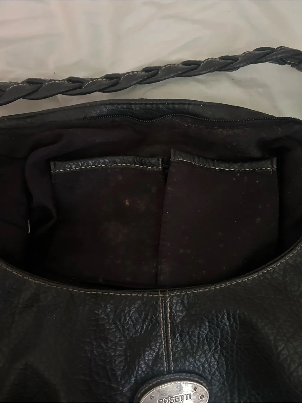 Rosetti pebbled black hobo bag